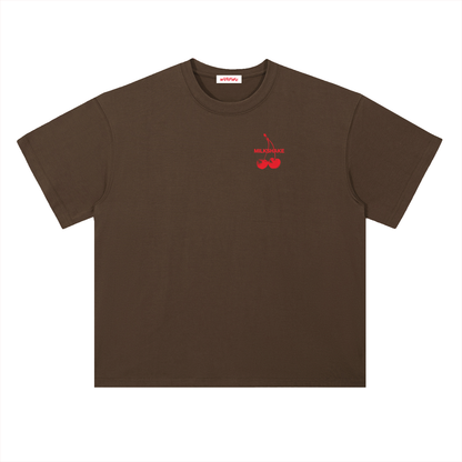 Brown,Menswear,Streetwear,Shirt,Graphic,Tee,Cherry,Skateboard,Chocolate,Red,Design,Aura